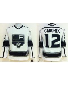 Kings #12 Marian Gaborik White Road Stitched Youth NHL Jersey