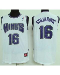 Kings #16 Peja Stojakovic White Throwback Stitched NBA Jersey