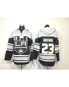 Kings #23 Dustin Brown Black Sawyer Hooded Sweatshirt Stitched NHL Jersey