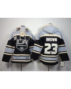 Kings #23 Dustin Brown Black Sawyer Hooded Sweatshirt Stitched Youth NHL Jersey