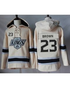 Kings #23 Dustin Brown Cream Sawyer Hooded Sweatshirt Stitched NHL Jersey