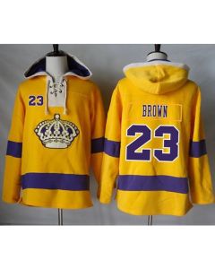 Kings #23 Dustin Brown Gold Sawyer Hooded Sweatshirt Stitched NHL Jersey
