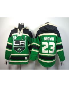 Kings #23 Dustin Brown Green St. Patrick's Day McNary Lace Hoodie Stitched NHL Jersey