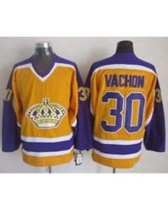 Kings #30 Rogie Vachon Yellow CCM Throwback Stitched NHL Jersey