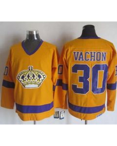 Kings #30 Rogie Vachon Yellow/Purple CCM Throwback Stitched NHL Jersey
