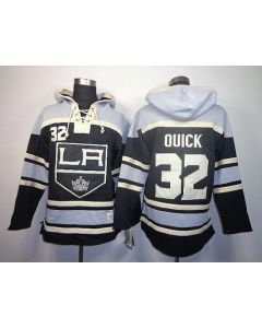 Kings #32 Jonathan Quick Black Sawyer Hooded Sweatshirt Stitched NHL Jersey