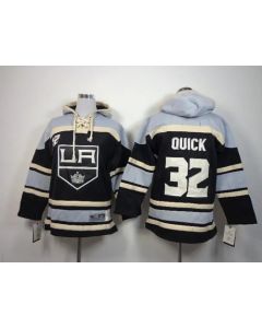 Kings #32 Jonathan Quick Black Sawyer Hooded Sweatshirt Stitched Youth NHL Jersey