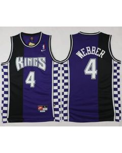 Kings #4 Chris Webber Purple/Black Throwback Stitched NBA Jersey