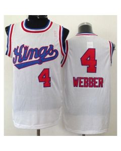 Kings #4 Chris Webber White New Throwback Stitched NBA Jersey