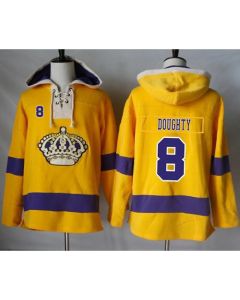 Kings #8 Drew Doughty Gold Sawyer Hooded Sweatshirt Stitched NHL Jersey
