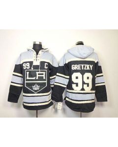 Kings #99 Wayne Gretzky Black Sawyer Hooded Sweatshirt Stitched NHL Jersey