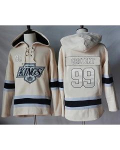 Kings #99 Wayne Gretzky Cream Sawyer Hooded Sweatshirt Stitched NHL Jersey