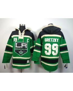 Kings #99 Wayne Gretzky Green St. Patrick's Day McNary Lace Hoodie Stitched NHL Jersey