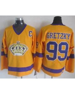 Kings #99 Wayne Gretzky Yellow CCM Throwback Stitched NHL Jersey