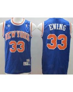 Knicks #33 Patrick Ewing Blue Throwback Stitched NBA Jersey