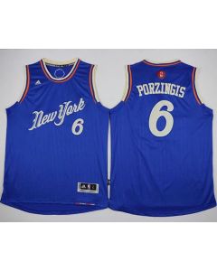 Knicks #6 Kristaps Porzingis Blue 2015-2016 Christmas Day Stitched NBA Jersey