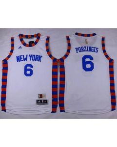 Knicks #6 Kristaps Porzingis White Hardwood Classics Performance Stitched Youth NBA Jersey