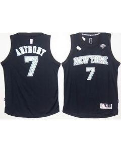 Knicks #7 Carmelo Anthony Black Diamond Fashion Stitched NBA Jersey