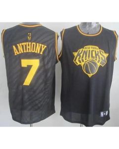Knicks #7 Carmelo Anthony Black Precious Metals Fashion Stitched NBA Jersey