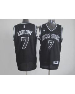 Knicks #7 Carmelo Anthony Black Shadow Stitched NBA Jersey