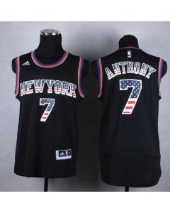 Knicks #7 Carmelo Anthony Black USA Flag Fashion Stitched NBA Jersey