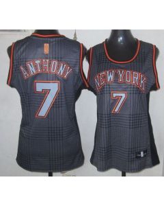 Knicks #7 Carmelo Anthony Black Women's Rhythm Fashion Stitched NBA Jersey