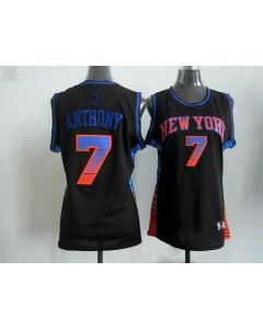 Knicks #7 Carmelo Anthony Black Women's Vibe Stitched NBA Jersey