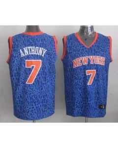 Knicks #7 Carmelo Anthony Blue Crazy Light Stitched NBA Jersey