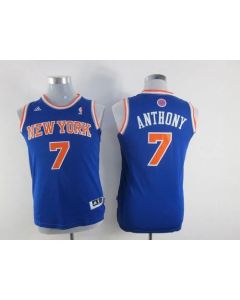 Knicks #7 Carmelo Anthony Blue Stitched Youth NBA Jersey