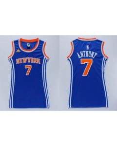 Knicks #7 Carmelo Anthony Blue Women's Dress Stitched NBA Jersey