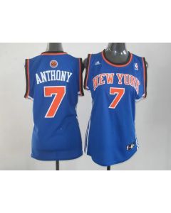 Knicks #7 Carmelo Anthony Blue Women's Road Stitched NBA Jersey
