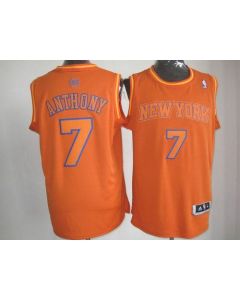 Knicks #7 Carmelo Anthony Orange Big Color Fashion Stitched NBA Jersey