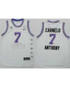 Knicks #7 Carmelo Anthony White 2015 All Star Stitched NBA Jersey