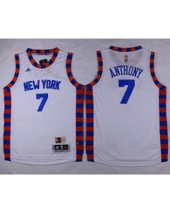 Knicks #7 Carmelo Anthony White Hardwood Classics Performance Stitched Youth NBA Jersey