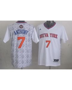 Knicks #7 Carmelo Anthony White New Latin Nights Stitched NBA Jersey