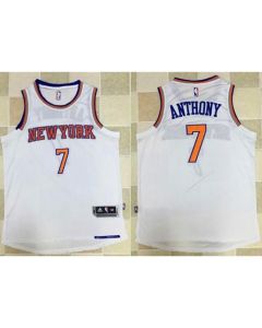 Knicks #7 Carmelo Anthony White Revolution 30 Stitched NBA Jersey