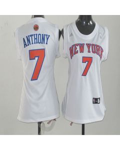 Knicks #7 Carmelo Anthony White Women Fashion Stitched NBA Jersey