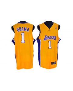 Lakers #1 President Obama Stitched Yellow NBA Jersey