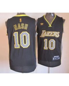 Lakers #10 Steve Nash Black Electricity Fashion Stitched NBA Jersey