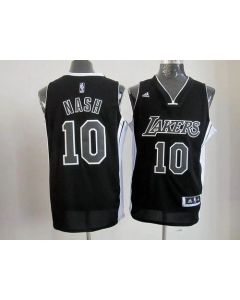 Lakers #10 Steve Nash Black/White Stitched NBA Jersey