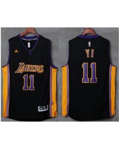 Lakers #11 Yi Jianlian Black(Purple NO.) Stitched NBA Jersey