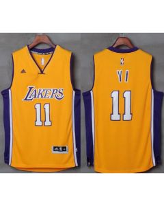 Lakers #11 Yi Jianlian Gold Stitched NBA Jersey