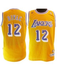 Lakers #12 Vlade Divac Yellow Throwback Stitched NBA Jersey
