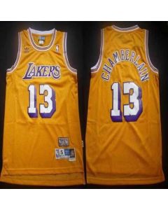 Lakers #13 Wilt Chamberlain Yellow Throwback Stitched NBA Jersey