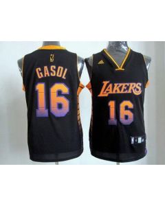 Lakers #16 Pau Gasol Black Stitched NBA Vibe Jersey