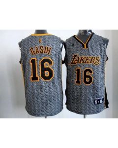 Lakers #16 Pau Gasol Grey Static Fashion Stitched NBA Jersey
