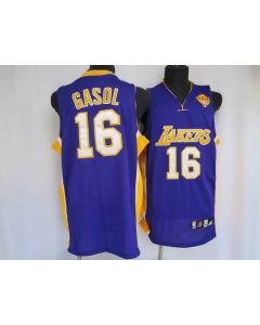 Lakers #16 Pau Gasol Stitched Purple Final Patch NBA Jersey