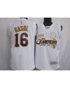 Lakers #16 Pau Gasol White 2010 Finals Champions Stitched NBA Jersey