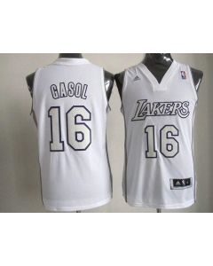 Lakers #16 Pau Gasol White Big Color Fashion Stitched NBA Jersey