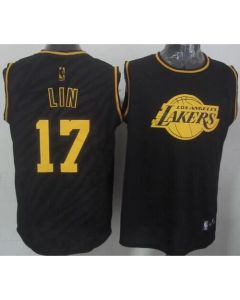 Lakers #17 Jeremy Lin Black Precious Metals Fashion Stitched NBA Jersey